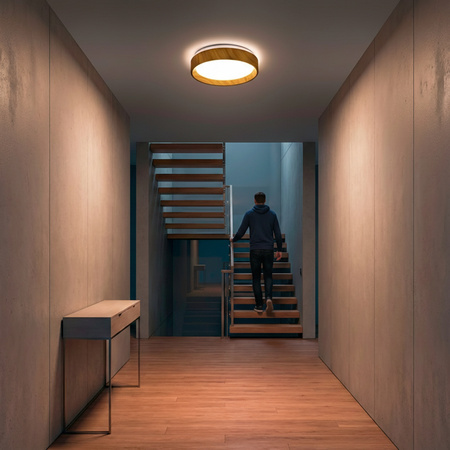 Plafond LED-Deckenleuchte WOODY 18W 4000K Rund IP44 27cm LUMILED