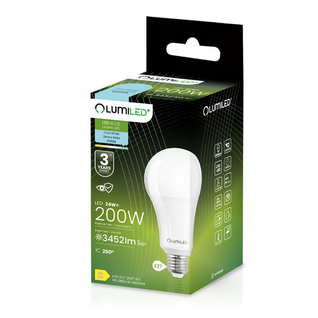 3x LED-Glühbirne E27 A95 24W = 200W 3452lm 6500K Cold 260° LUMILED
