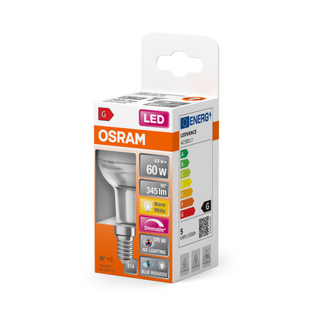 LED-Lampe R50 Reflektor E14 4,8W = 60W 345lm 2700K Warm CRI90 36° Dimmbar SUPERSTAR Osram