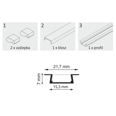 Aluminiumprofil Abschirmung für LED Streifen Schwarz Sanico Goldlux