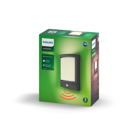 Gartenleuchte LED Wandleuchte SAMONDRA IR myGarden 12W 2700K IP44 mit Bewegungssensor Anthrazit PHILIPS