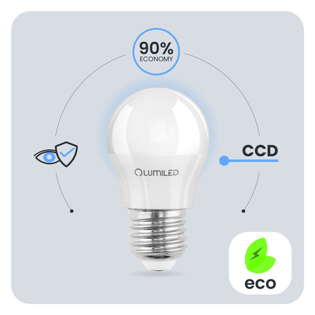 6x LED-Lampe E27 Kugel P45 10W = 75W 1100lm 6500K kaltweiß 180° LUMILED