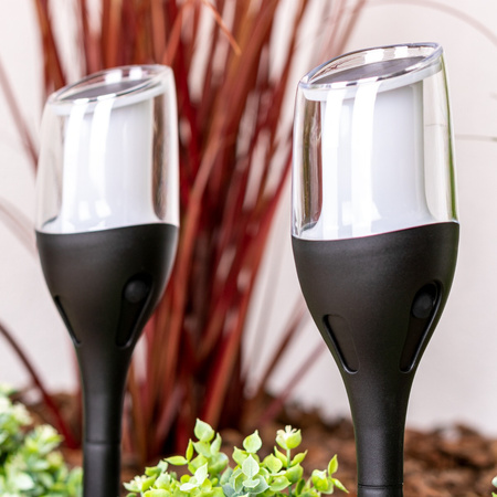 Set 4x LED Garten Fackel Solar Mast 60 cm Flamme Dämmerungssensor