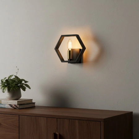 Wandleuchte Außenfassadenleuchte E14 Schwarz Gold Honig Sanico Goldlux