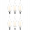 6x LED Lampen E14, Glühbirne Flame B35 7W = 60W 806lm 360° 4000K neutral Milch Glühfaden LUMILED