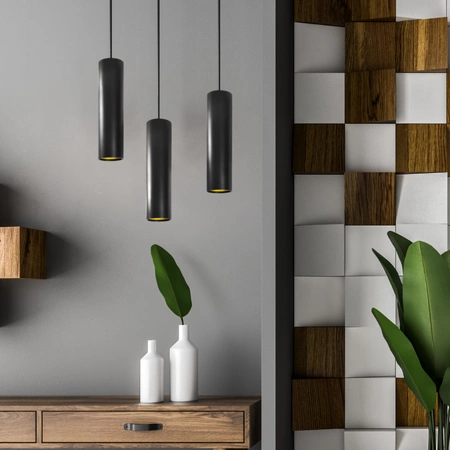 IL MIO LATI GU10 Schwarz und Gold GOLDLUX (Polux) Deckenpendelleuchte 120 cm