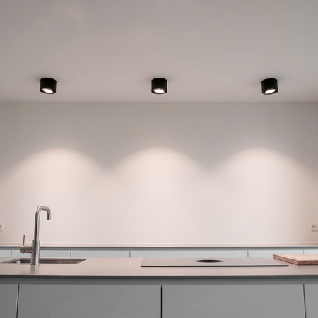 Halogen-Aufbauleuchte GU10, AR111 Aufbauspot 100mm beweglich Runde Tube Schwarz TELES LUMILED