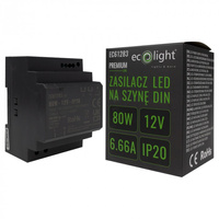 DIN-Schienen-Netzteil für LED-Streifen 80W 12V 6,66A IP20 PREMIUM Ecolight