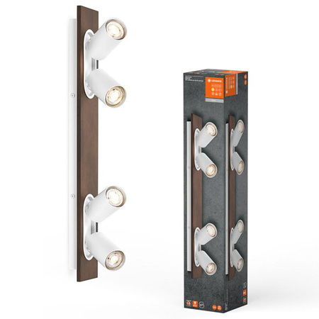 LED-Wand-Deckenleuchte LED-Reflektor 4-Punkt Dekoratives Holz 13.6W GU10 Weiß LEDVANCE