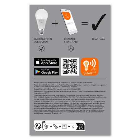 E27 A75 LED Lampen 9,5 W 1055 lm RGBW SMART+ WiFi Dimmbar Classic LEDVANCE