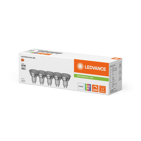 LED Lampen 5x PAR16 GU10 4.5W = 50W 350lm 4000lm Neutralweiß 36° DIMMABLE LEDVANCE