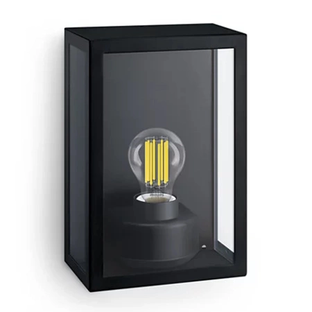 Garten LED Wandleuchte ALZOR E27 IP44 Laterne Schwarz PHILIPS
