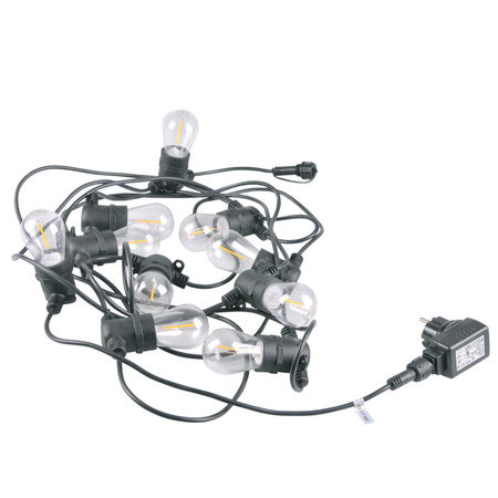 Garten Girlande Außenlichterkette PARTY F26,2m 10xE27 LED Glühfaden 6W GOLDLUX (Polux)