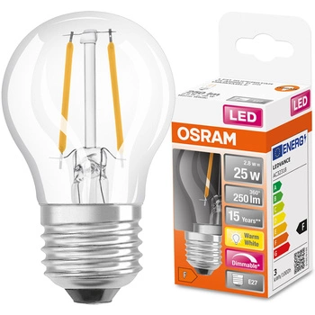 LED-Lampe E27 P45 2.8W = 25W 250lm 2700K 320° Glühfaden Dimmbar OSRAM SUPER STAR