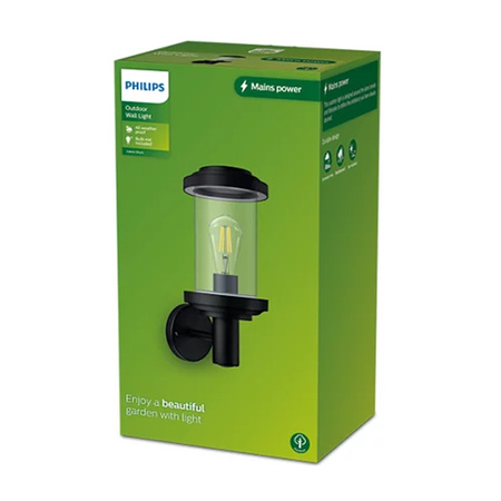LISTRA E27 IP44 Nach unten gerichtete Laterne Schwarz PHILIPS LED Gartenlampe