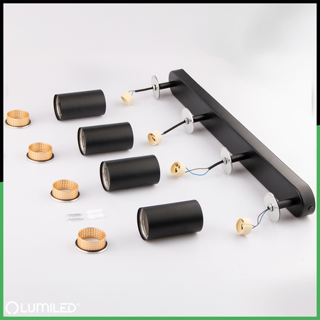 Reflektor-Deckenleuchte 4x GU10 ELIGIS Schwarz LUMILED