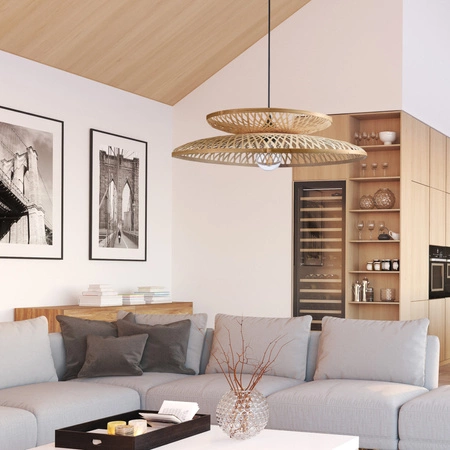 Hängelampe E27 Beige BAMBUS NATURAL Sanico Goldlux