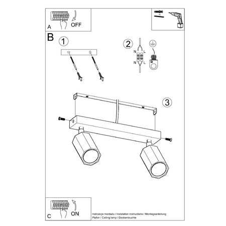 ZEKE Deckenleuchte 2xGU10 Reflektor Halogen Leuchte 30cm Eiche SOLLUX