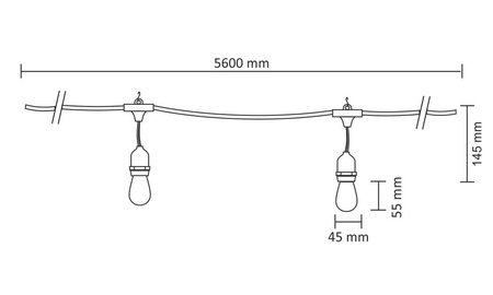 Outdoor Garten Girlande Lichterkette PARTY 5,6m 10xE27 bunt RGB 6W GOLDLUX (Polux)