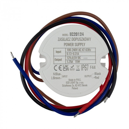 LED-Netzteil für die Box 1,25A 15W 12V IP67 ECOLIGHT