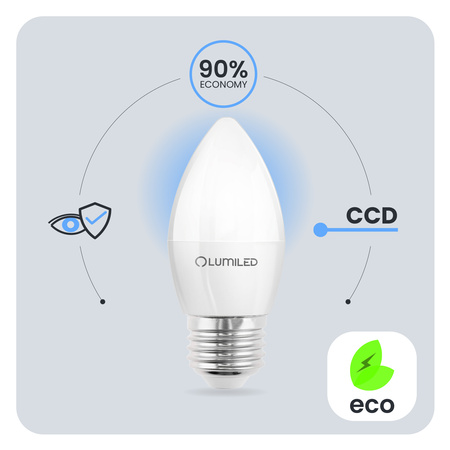 6x LED Lampen E27, Glühbirne B35 8W = 60W 806lm 180° 3000K warm LUMILED