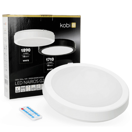 LED-Badezimmer-Deckenleuchte Aufputz 18W 1890lm 4000K 120° mit Bewegungs- und Dämmerungssensor Weiß IP65 Nairos Kobi