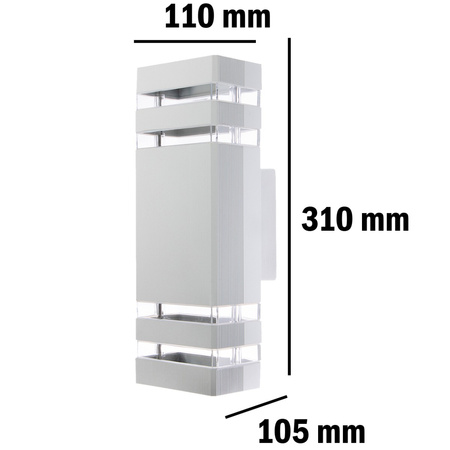 Fassade Wandleuchte doppelt oben unten INEZ DUO LED 2x GU10 ALUMINIUM silber IP54