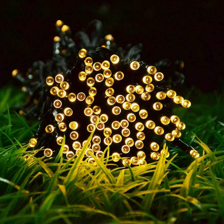 SOLARGIRLANDE 21,9m Garten DEKORATIV 200x LED 3000K warmer GLANZ GOLDLUX (Polux)