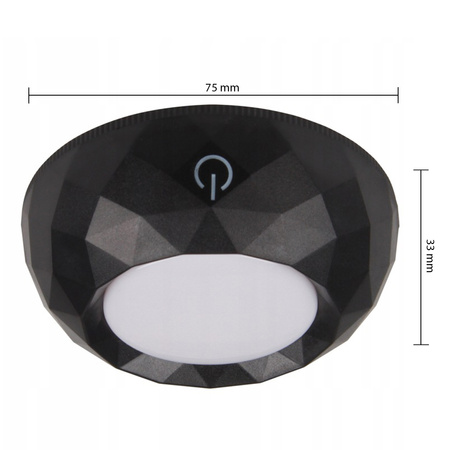 2x LED-Unterbauleuchte selbstklebend rund batteriebetrieben 4000K 3xAAA Schwarz