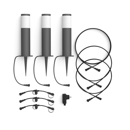 Basisset PEDESTAL GardenLink-Leuchten 3x6W 12V 2700K IP44 Anthrazit PHILIPS