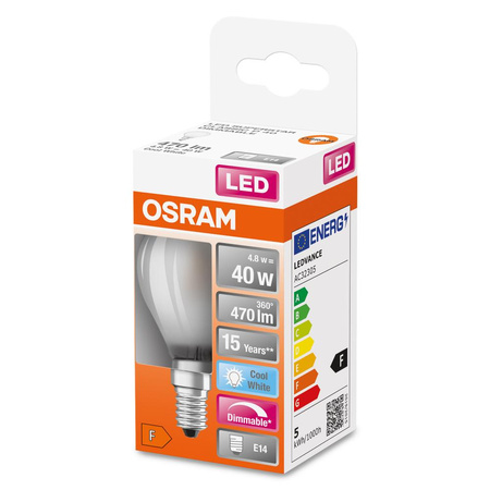 LED-Lampe E14 P45 4.8W = 40W 470lm 4000K Neutral 320° Glühfaden Dimmbar OSRAM SUPER STAR
