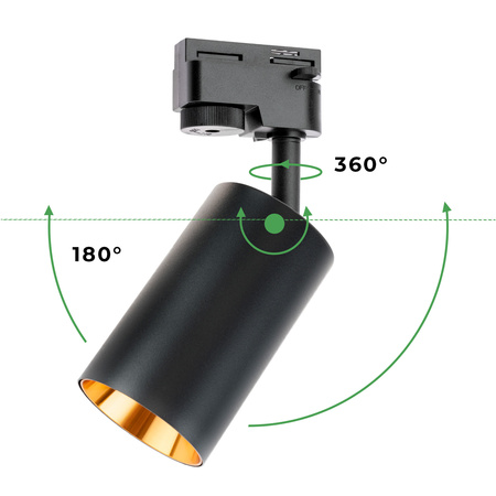 1m Stromschiene + 3x Schienenstrahler GU10 Schwarz-Gold SAGI LUMILED
