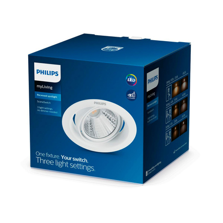 LED-Einbauleuchte 7W 420lm 2700K SceneSwitch Weiß Pomeron Philips