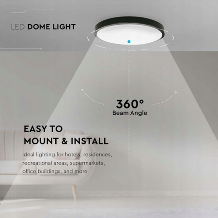 LED-Deckenleuchte für Badezimmer 18W 1800lm 4000K IP44 23cm rund Schwarz