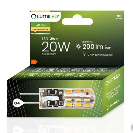 LED Kapseln G4, LED-Lampe 2W = 20W 200lm 270° 3000K warm LUMILED