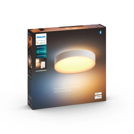 LED Plafond DEVERE Badezimmer Deckenanbauleuchte Weiß 19.2W 38cm IP44 CCT PHILIPS HUE Bluetooth + Dimmschalter