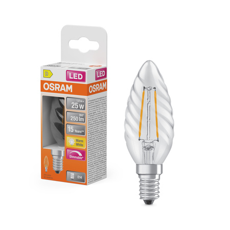 LED-Lampe B35 E14 Kerze 1.8W = 25W 250lm 2700K Warm 320° Glühfaden Dimmbar SUPERSTAR Osram