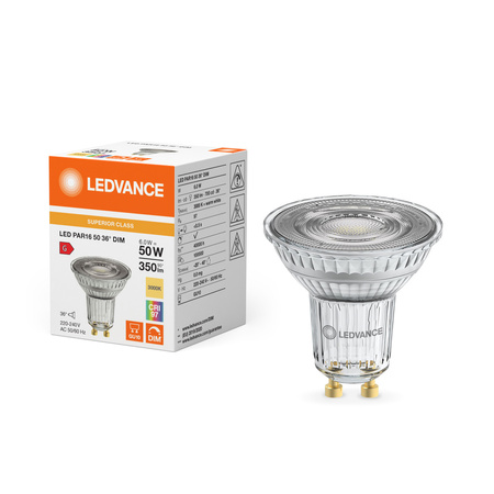 LED Lampen PAR16 GU10 6W = 50W 350lm 3000K Warmweiß 36° DIMMABLE LEDVANCE