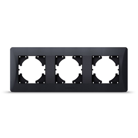 Horizontaler Rahmen für Steckdosen Dreifach Aufputz Schwarz BINERA VIDEX