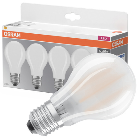 4x LED-Lampe A60 E27 6.5W = 60W 806lm 2700K Warm 300° BASE Osram