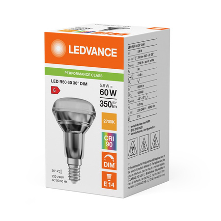 LED Lampen R50 E14 5.9W = 60W 350lm 2700K Warmweiß FILAMENT DIMMABLE LEDVANCE