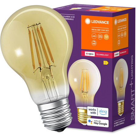LED Lampen E27 A60 6W 680lm 2400K Warm Filament LEDVANCE SMART+ ZigBee Dimmbar
