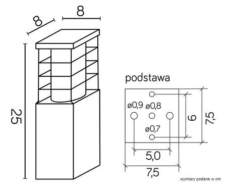 Außenstehende Gartenleuchte POST RADO II 3 BL E27 25cm Su-Ma