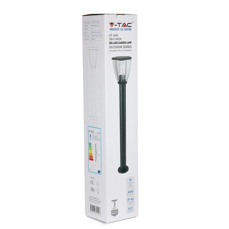 Gartenlampenmast 80 cm E27 Transparenter Lampenschirm Schwarz VT-839 V-TAC