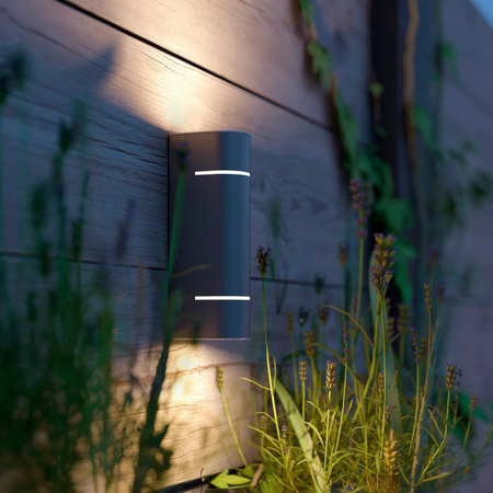 Gartenleuchte LED Wandleuchte SUNSET myGarden 2x1W 2700K IP44 Top-Bottom Silber PHILIPS