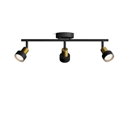 Reflektor-Deckenleuchte 3x GU10 Schwarz-Kupfer-Röhre Philips