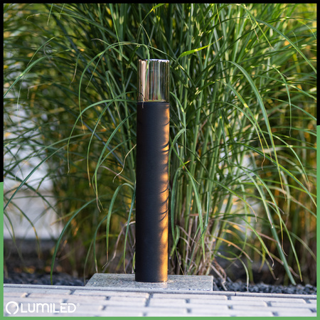 Stehende Gartenlampe für E27 Glühbirne Schwarzes Glas IP54 80 cm SALVIA LUMILED