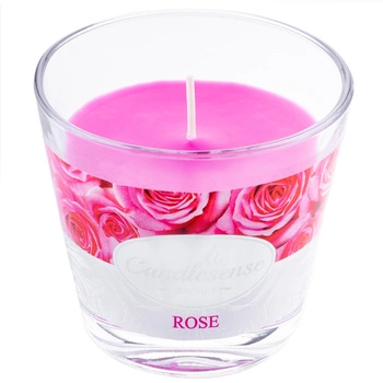 Duftende Dekokerze im Glas Rose