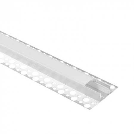 Aluminium-LED-Profil für Gipskartonplatten REGIPS breit unter Fliesen eloxiert 1m mit mattiertem Diffusor für LED-Streifen + Endkappen GNS Ecolight Serie