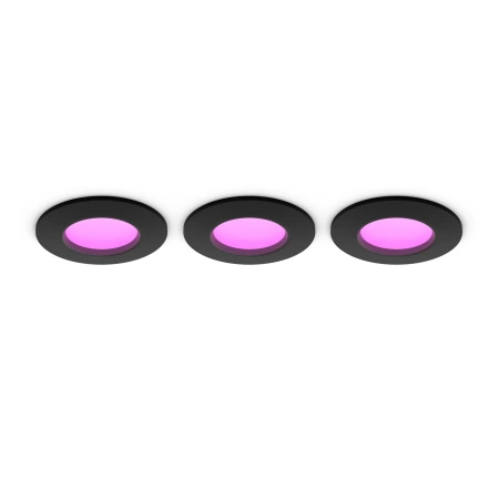 3x LED-Panel Einbau 8.3W 1000lm IP44 Weiß und Farbe Ambiance RGB + TW Schwarz Smart SMART Zigbee Bluetooth Slim Downlights Philips HUE